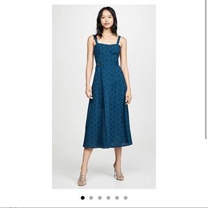 Cinq a Sept Alix Midi Blue Dress with Belt